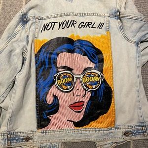 “Not Your Girl” pop-art jean jacket